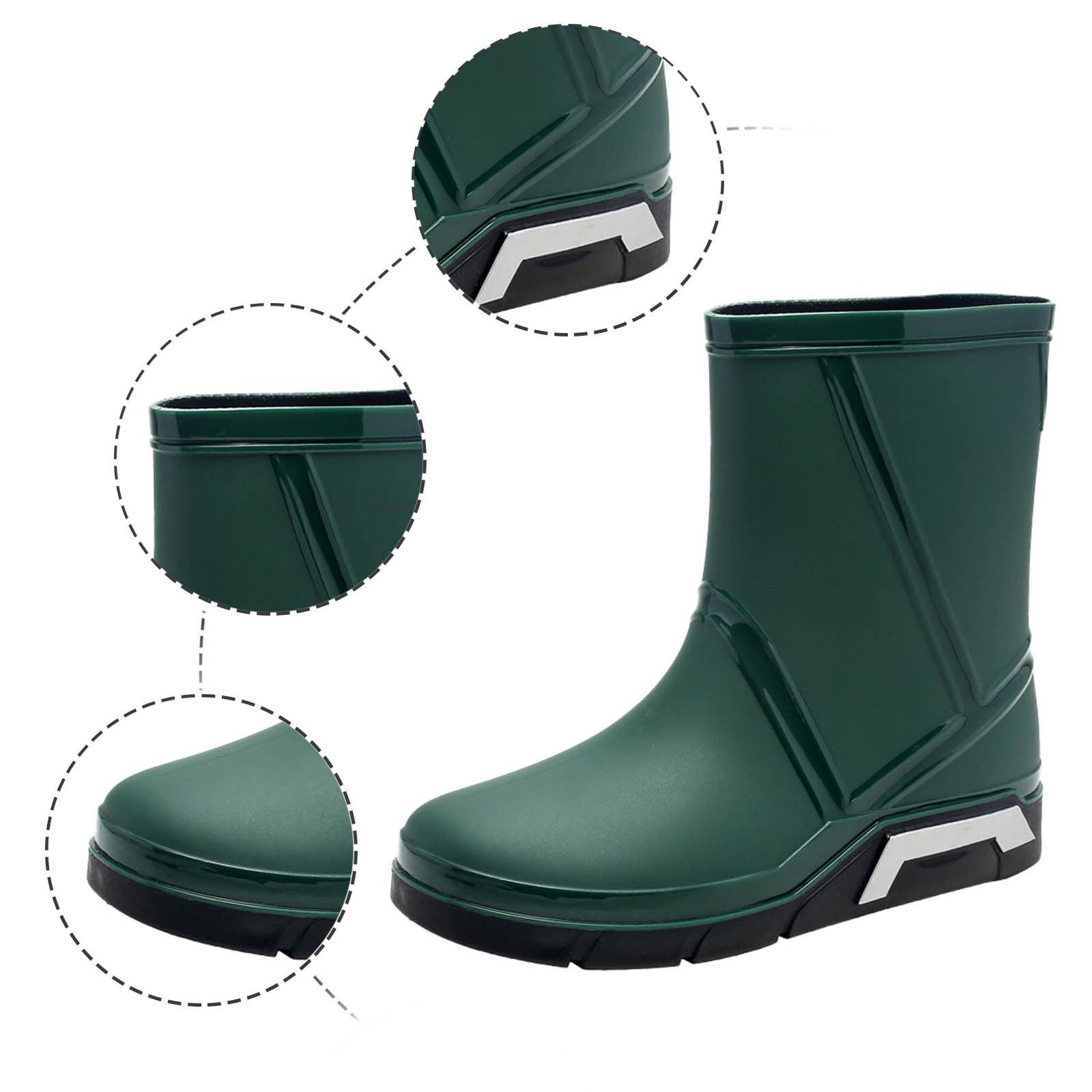 Generico Stivali Da Lavoro Uomo -Scarpe da pioggia antiscivolo gomma outdoor viaggio cucina impermeabili