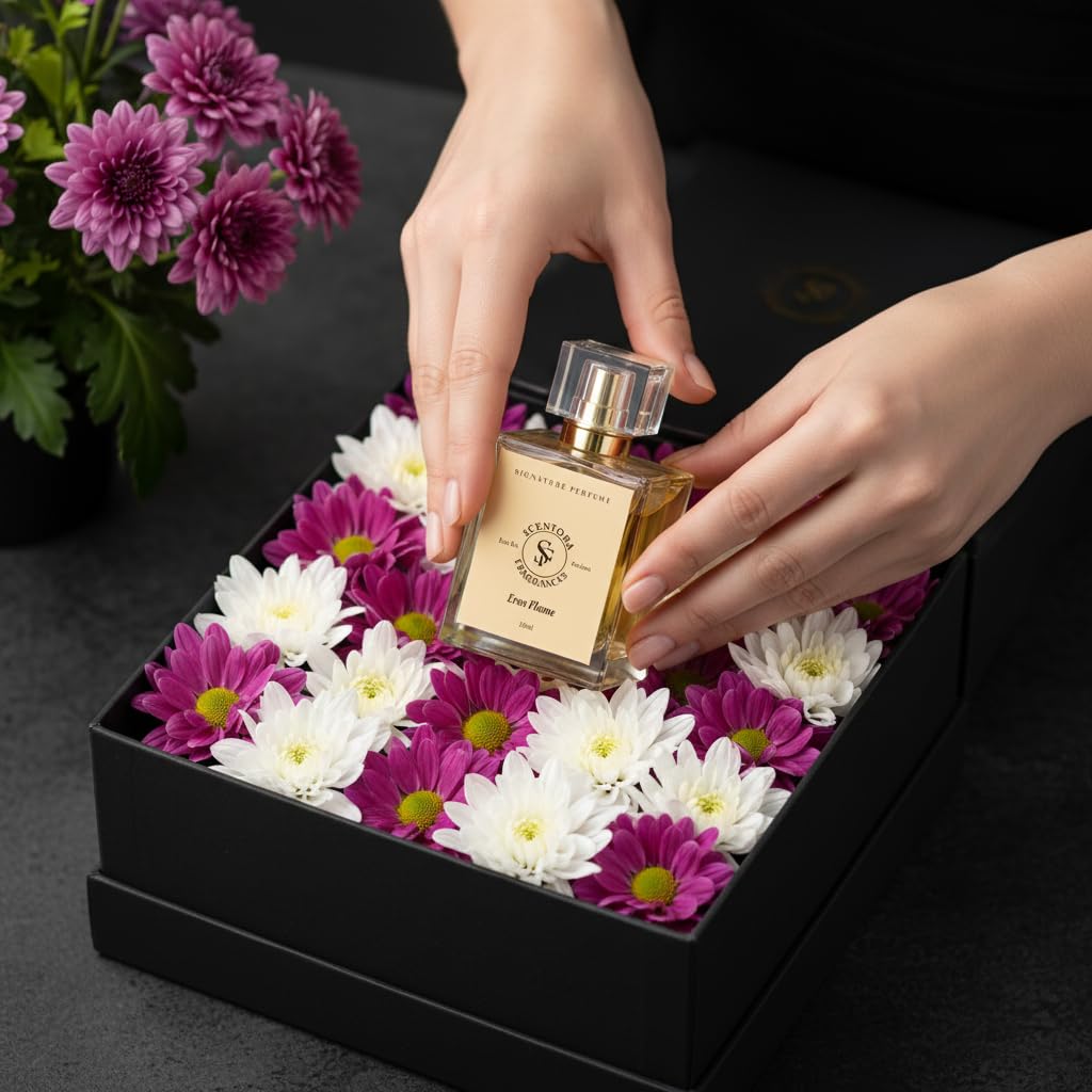Scentora Fragrances Eros Flame 50ml Extrait De Parfum | Long Lasting Luxury Perfume for Men | Passionate Citrus & Spicy Vanilla Intense Fragrance | Ideal for Gifting
