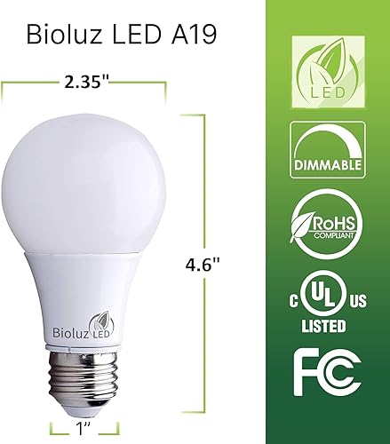 Miniatura 2 de Bioluz LED 6 vatios equivalentes a bombillas A19 de 40 W para decoración del hogar, bombilla LED blanca fría de 4000 K, luces LED no regulables para