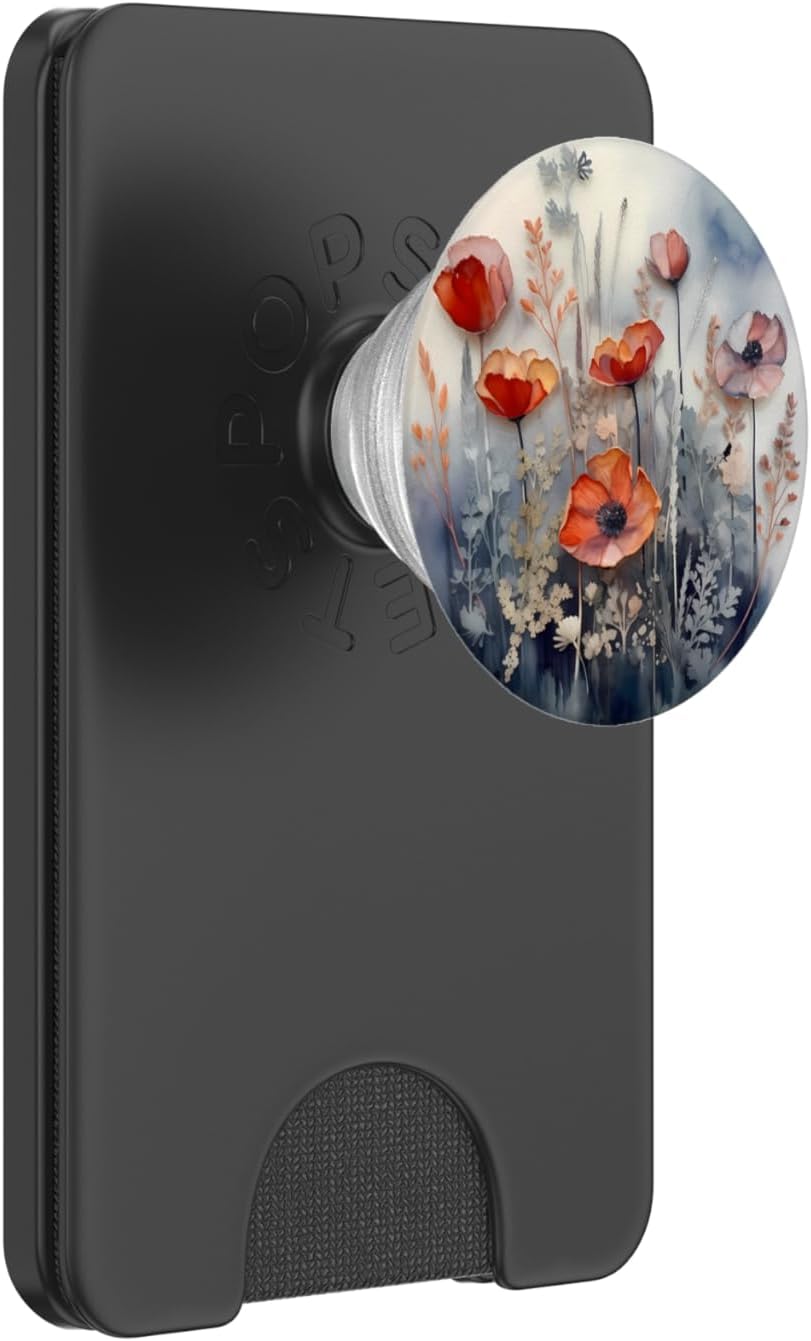 Poppy Flowers Bouquet in Style of Resin Optic, A Flower PopSockets PopWallet for MagSafe