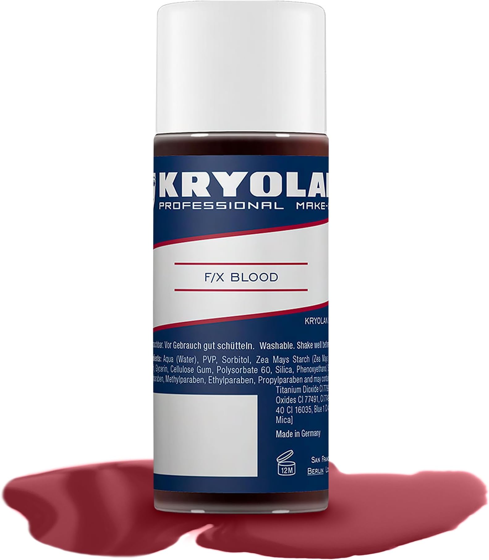 Kryolan F/X Blood 30ml, Stage Blood, Fake Blood Makeup, Realistic Face Paint, Fake Blood For Holloween and Cosplay, Easy Application and Washable, Red