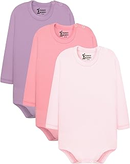 سالوبيت بكباسين قطن سادة بأكمام طويلة للرضع، عبوة من 3 قطع