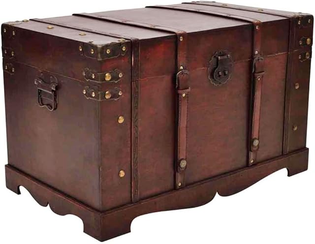 vidaXL Vintage Large Wooden Treasure Chest Mocha Brown Pirate Storage Trunk