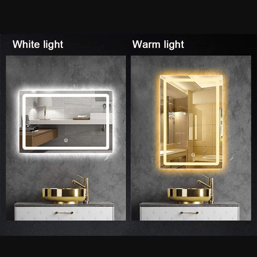 Inteligentne lusterko kosmetyczne LED 220 V, 80 x 130 cm, dwukolorowe światło, wielofunkcyjne elektroniczne odparowywanie, pozioma konstrukcja do łazienki i toalety, stylowe niezbędne akcesoria do