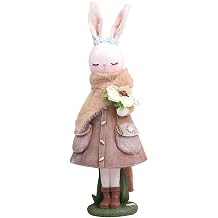 Cute Bunny Girl Resin Figurines Fashion Rabbit Sculptures with Scarf Cartoon Style Collectibles Statues Desktop Decorations Home Decor Best Gifts for Girls