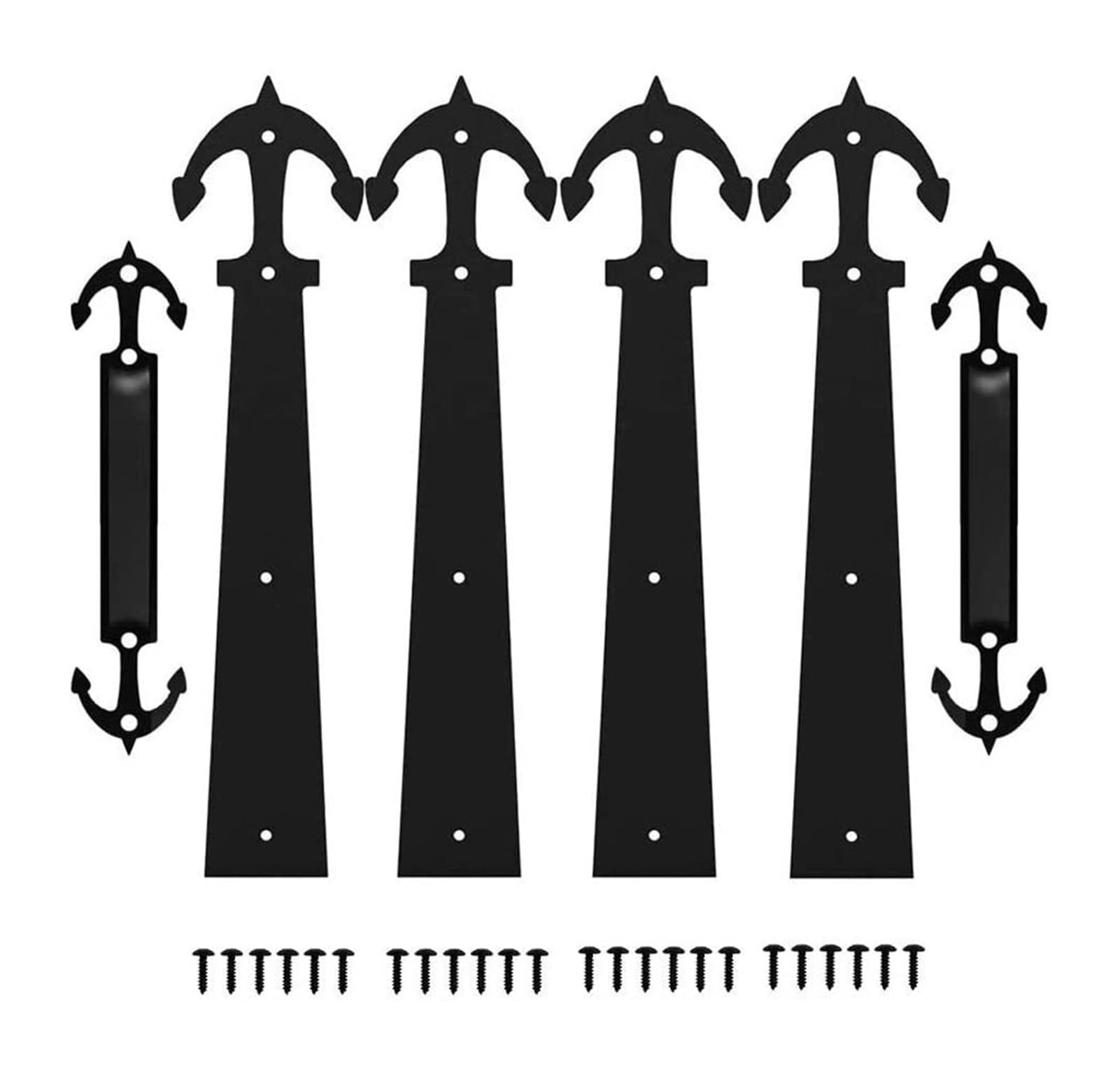 Youngran 6 sztuk Zestaw do drzwi garażowych stalowych Zestaw sprzętowy Dekoracyjny Dom Mocowany Zawiasy Uchwyty leisurely (Color : Anchor Style)