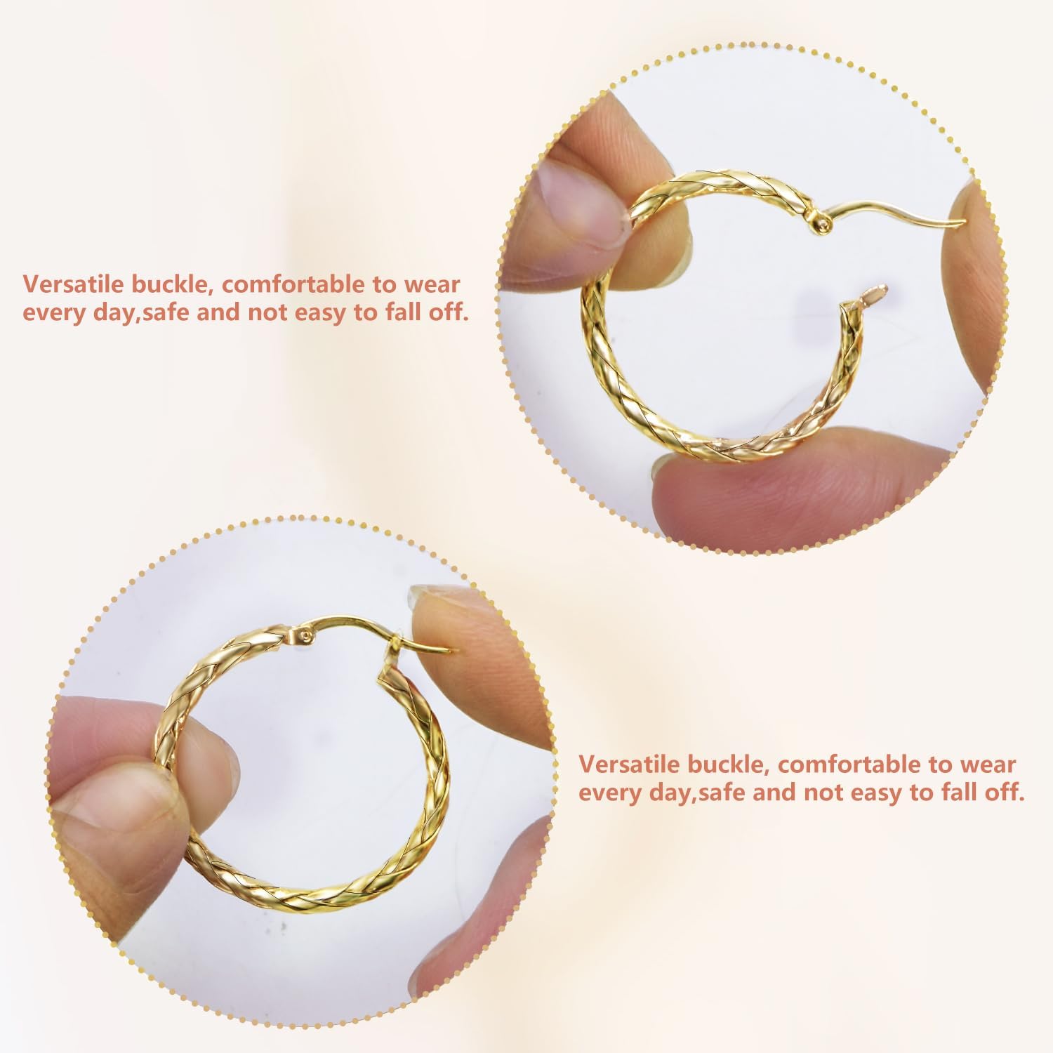 14K Gold Earrings for Women Weave Design 14K Gold Hoop Earrings Classic & Timeless Everyday Luxury Earring Mother’s Day Gifts - Image 3