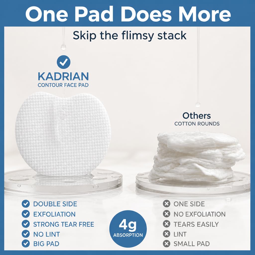 KADRIAN Rondas de algodón exfoliante para cara, doble cara, almohadilla redonda de algodón para cara, almohadillas de tóner de maquillaje, almohadillas de algodón para cara y ojos, almohadillas