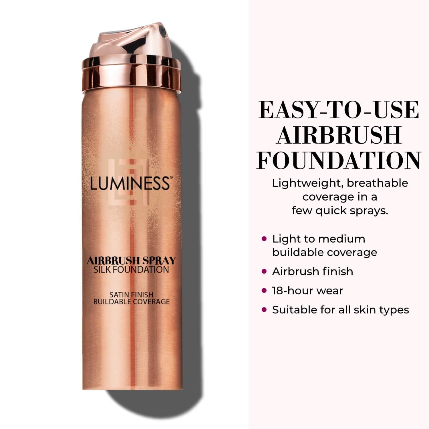 LUMINESS Airbrush Spray Foundation Makeup - Buildable Coverage, Anti-Aging Formula/w Hyaluronic Acid, Hydrating & Moisturizing, Hydrolyzed Silk, Flawless Finish, Long-Lasting Wear (030-Light Medium) - Image 5