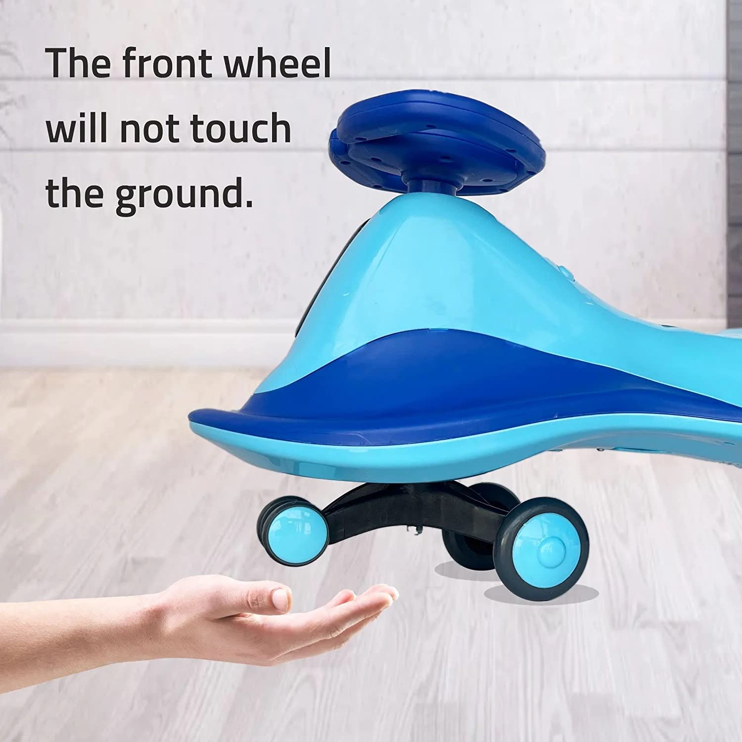 BabyGo Ziggy Magic Swing Car Ride On Toy for Kids | Musical Wiggle Twister Car with LED Lights, Easy Steering & Smooth Wheels | Durable for Boys & Girls, Indoor Outdoor Fun (72 x 40 x 30 cm) (Blue) 4
