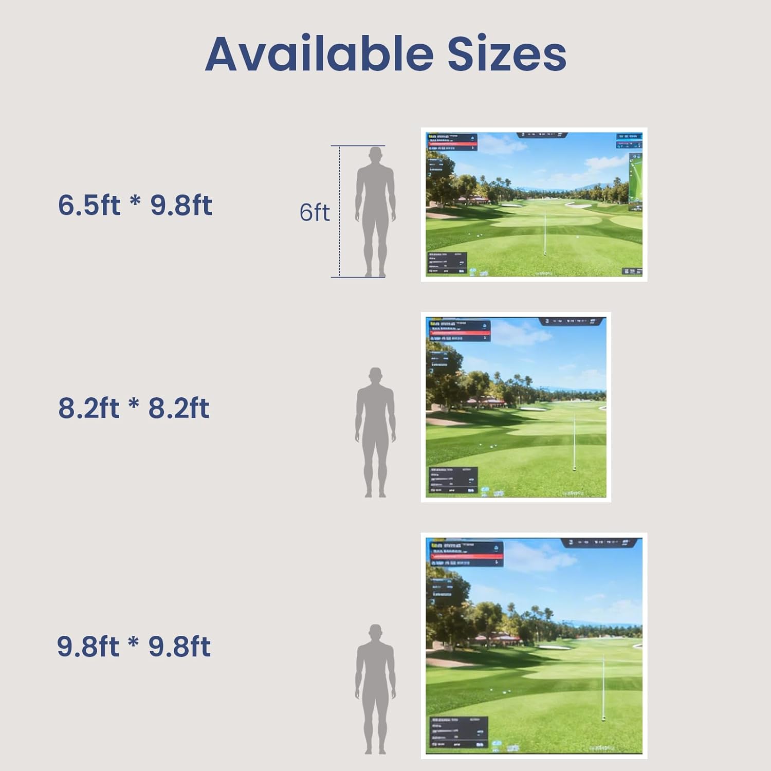 Professional Golf Simulator Impact Screen with Triple-Layer 3D Air Mesh for HD Visuals, Home Indoor/Outdoor Practice, Includes Grommets & Bungee Cords (9.8 x 9.8 ft)