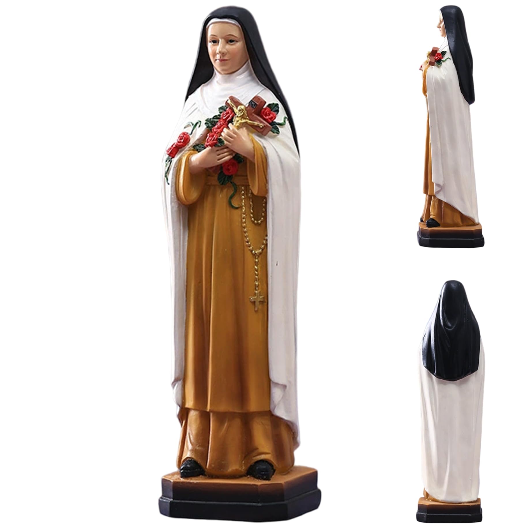 Uanqfegy St Therese of Lisieux Statue – 8 Inch Catholic Religious Statues Resin Figurine for Shelf Mantel Garden Inspirational Christian Present