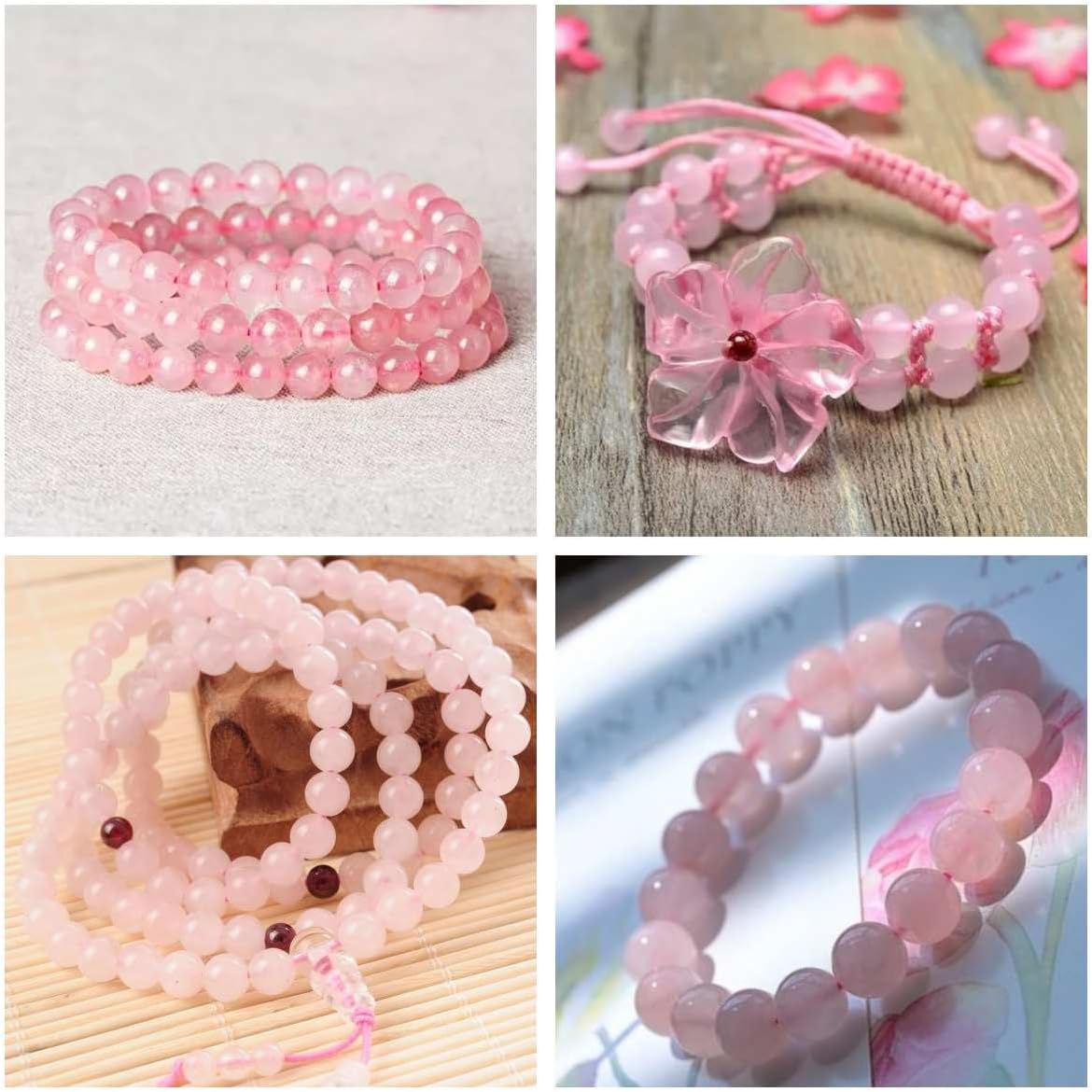 4mm 200pcs Natural Stone Round Beads Pink Rose Quartz Genuine Stone Beading Loose Gemstone DIY Charm Smooth Beads for Bracelets Necklaces Earrings Hole Size 1mm (Pink Rose Quartz 4mm) - Image 4