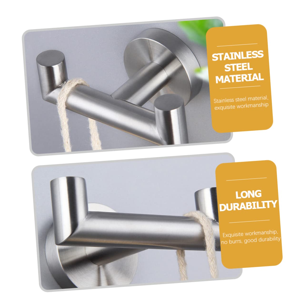 3piezas Colgador De Toallas De Acero Inoxidable Doble Gancho Murale Para Baño y Cocina Resistente y Duradero Diseño Práctico Para Ahorro De Espacio