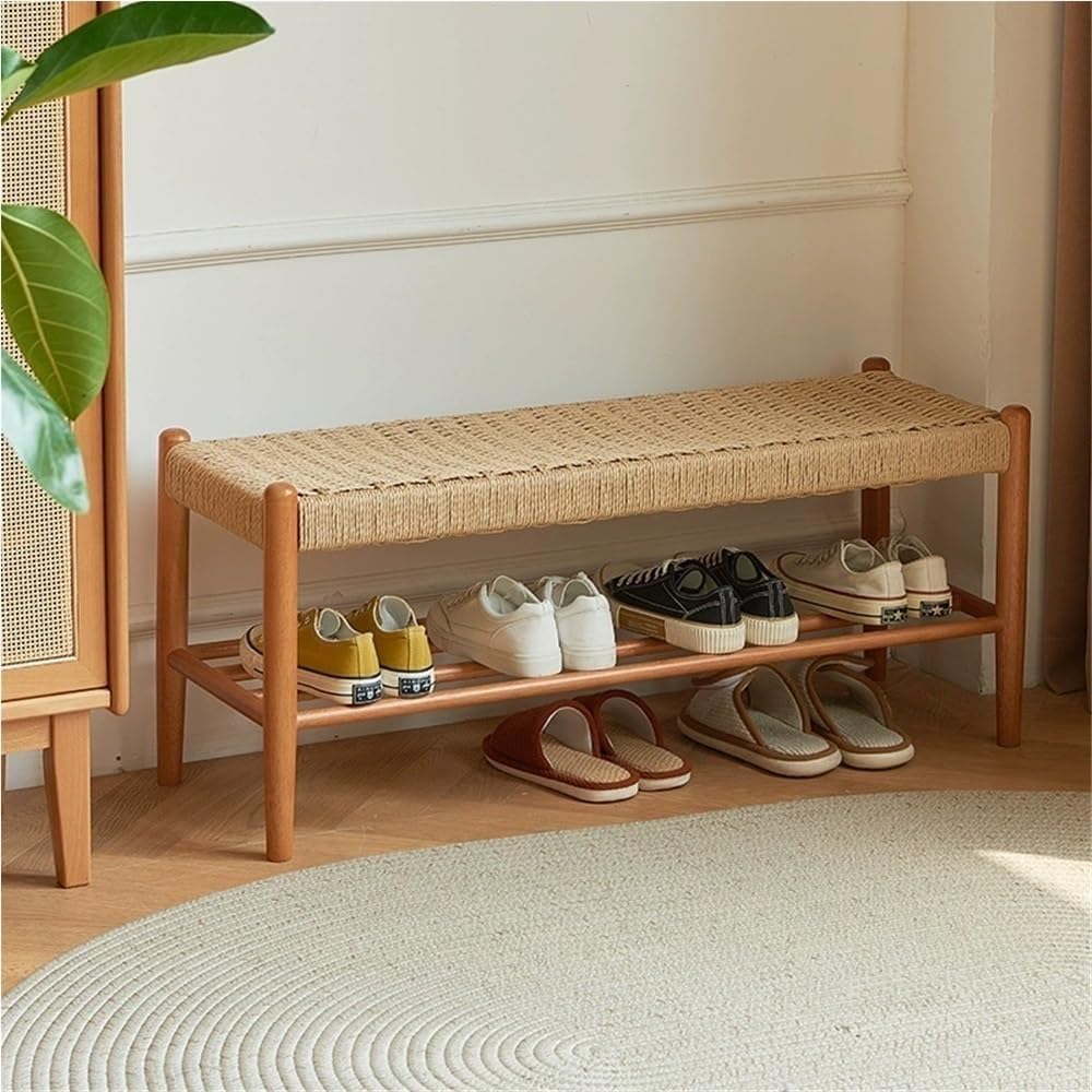 SDCFFC Entryway Bench with Storage Rack Shoe Bench Storage Benchs Wooden Frame for Living Room Hallway Entryway Beautiful