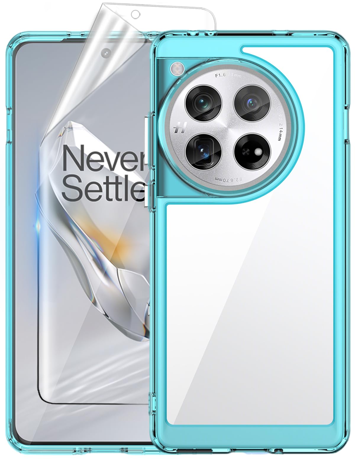 SKOAI for OnePlus 12-5G Case Cover: One Plus 12 5G Phone Back Cover Ultra Hybrid [Anti-Yellowing][Mil-Grade Anti-Drop] with Flexible TPU Screen Protector - Crystal Blue Xc