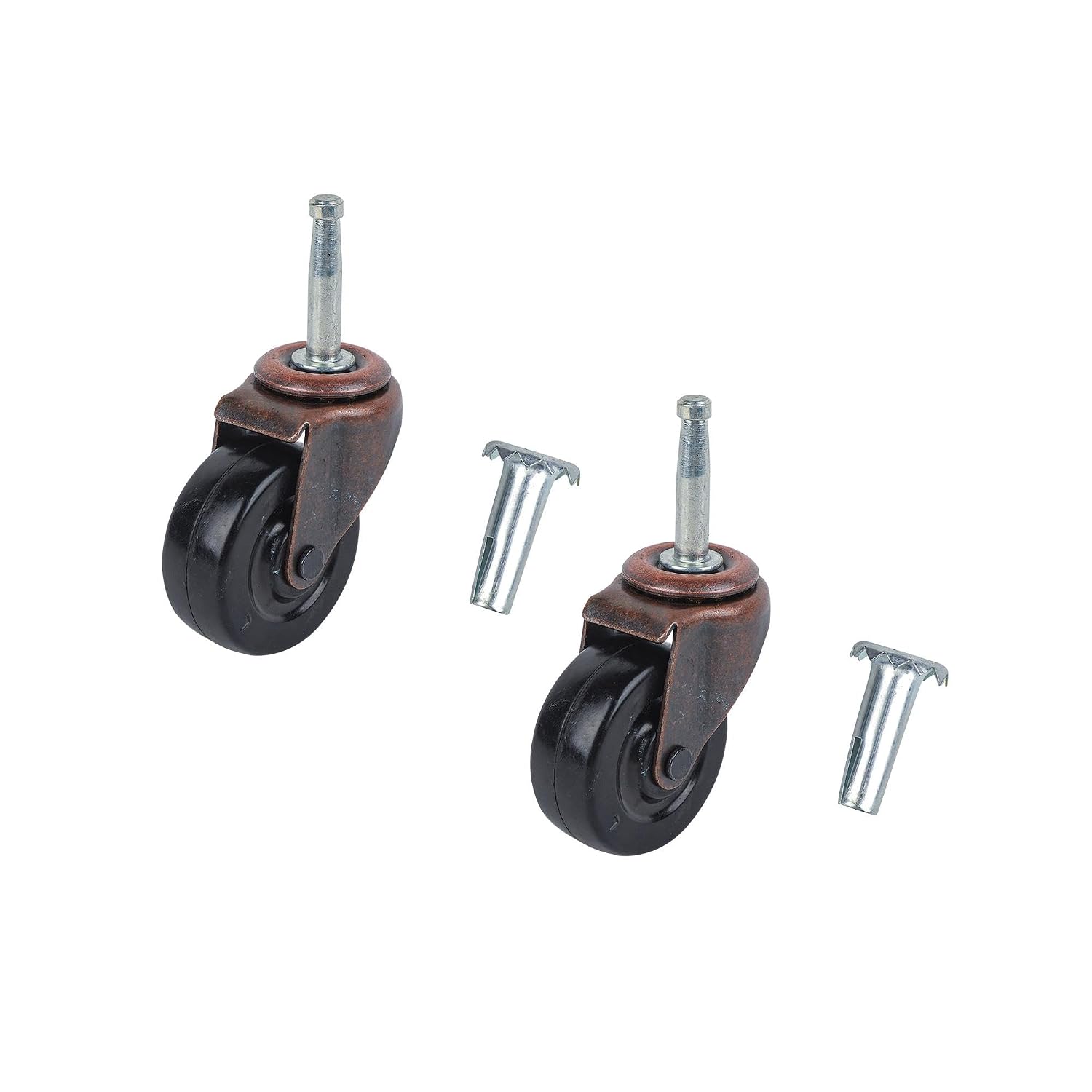 Shepherd Hardware 9345 2-Inch Medium Duty Stem Caster, 2-Pack,Black