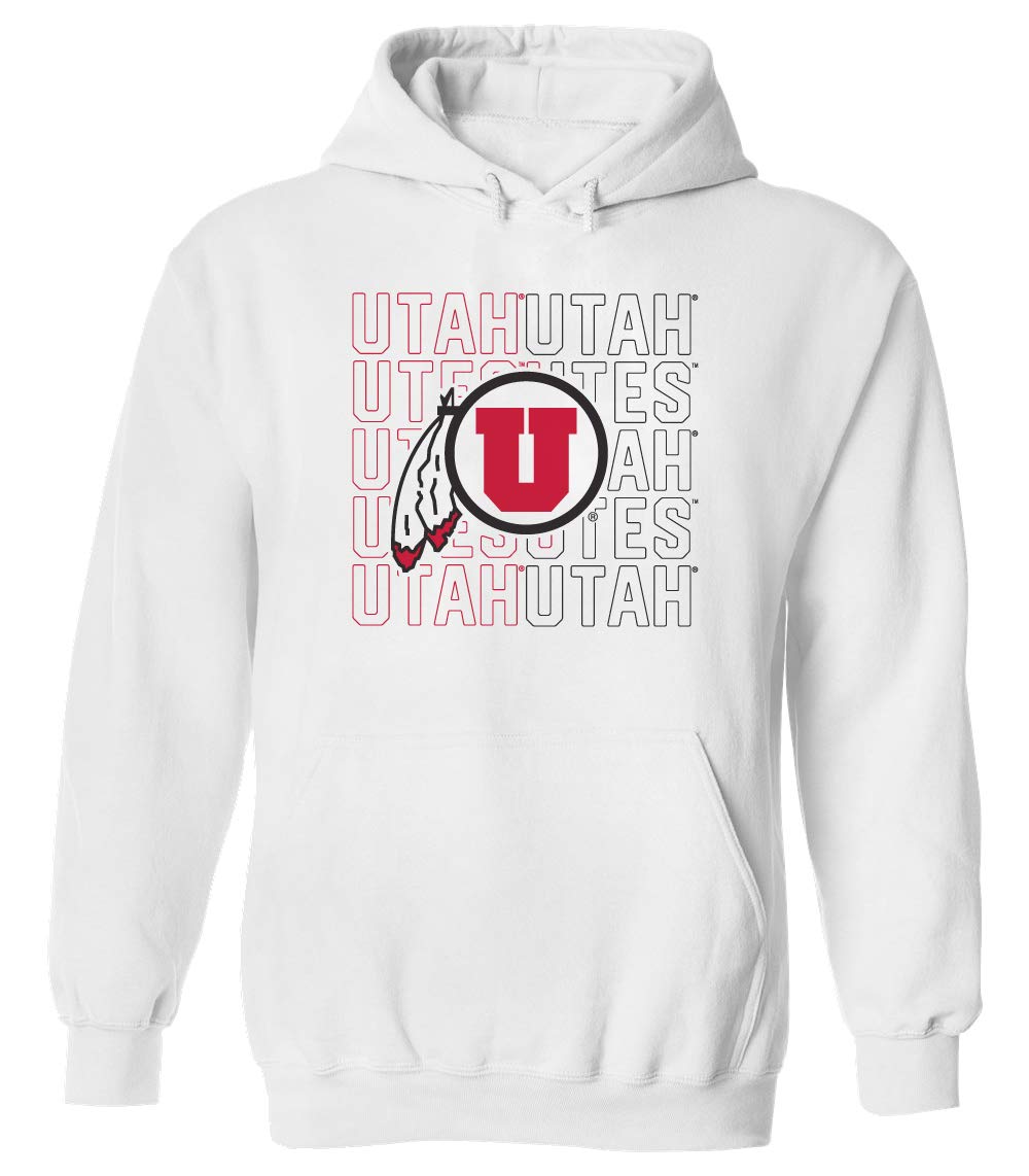 CornBorn Utah Utes Hoodie - Fleece Utah Utes Logo Overlay - White - Medium