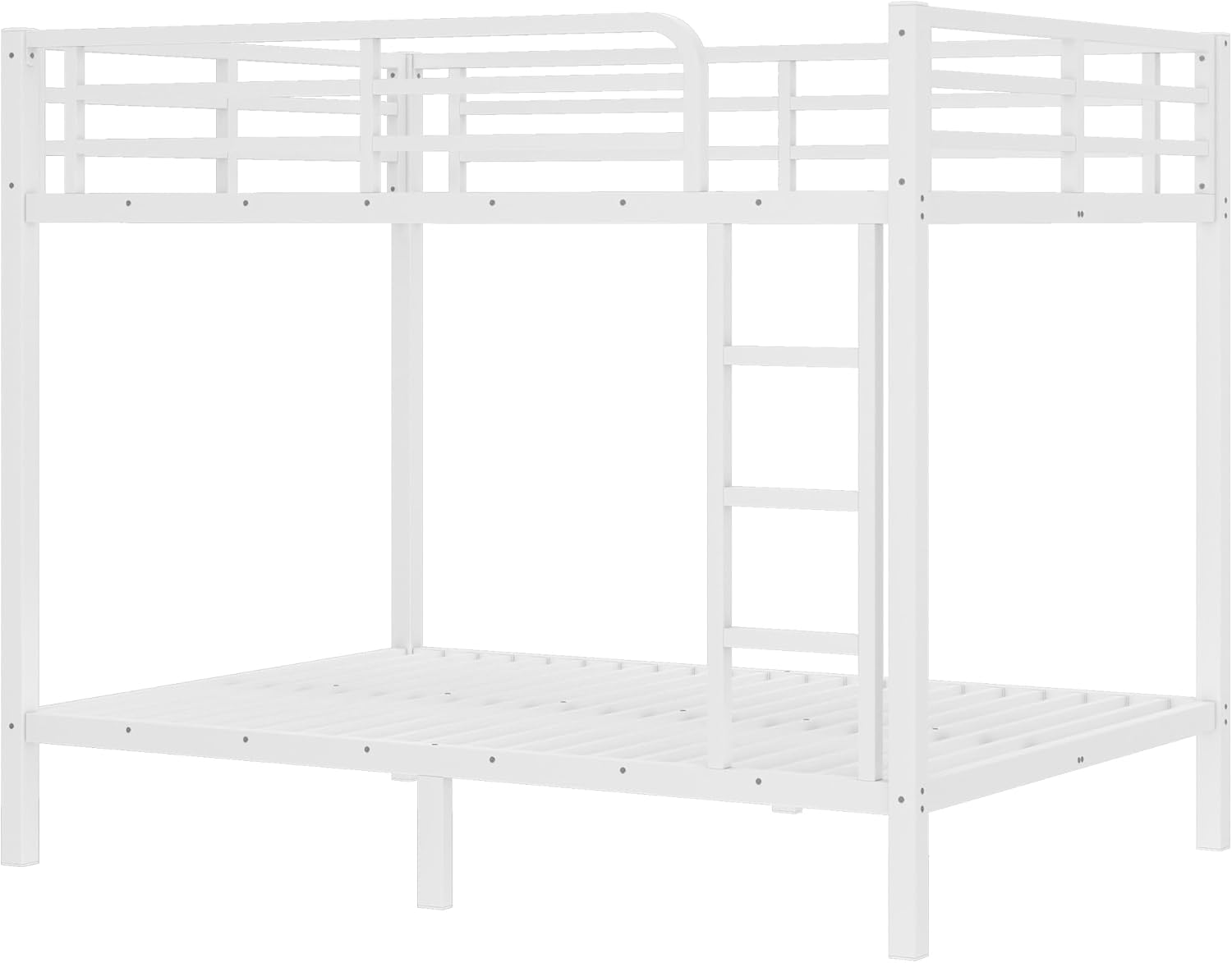 Bellemave Metal Twin Over Full Bunk Bed for Teens & Adults, Heavy Duty Steel Bunk Bed Frame with Ladder & Full-Length Guardrails, Noise-Free, No Box Spring Needed, Space-Saving Bunk Bed （White） - Image 5