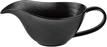 Ceramic Gravy Boat with Drip-Free Spout for Thanksgiving Roasts, MIRUIKE Elegant and Practical Gravy Bowl BLACK