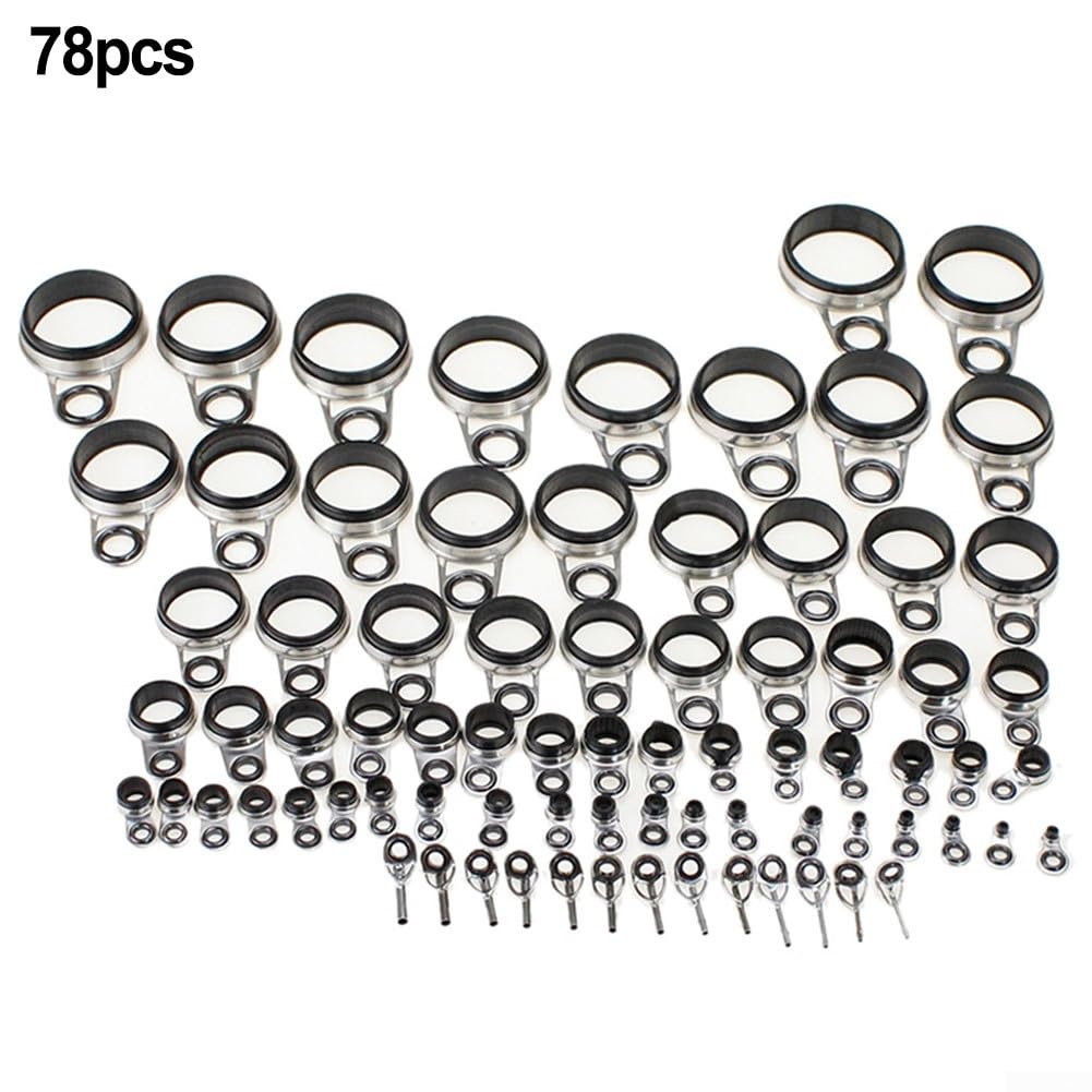 78 anillos guía de caña de pescar, guías de sección de caña ISO, anillo telescópico de punta para caña de pescar en roca DIY