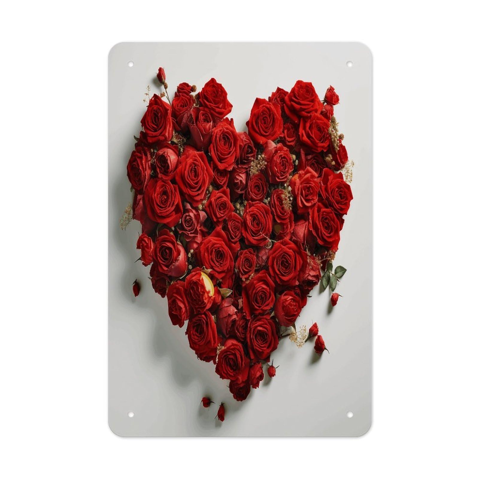 Btcowzrv Style Heart Shape Made Of Roses Metal Tin Sign Wall Decor Hanging Plaque