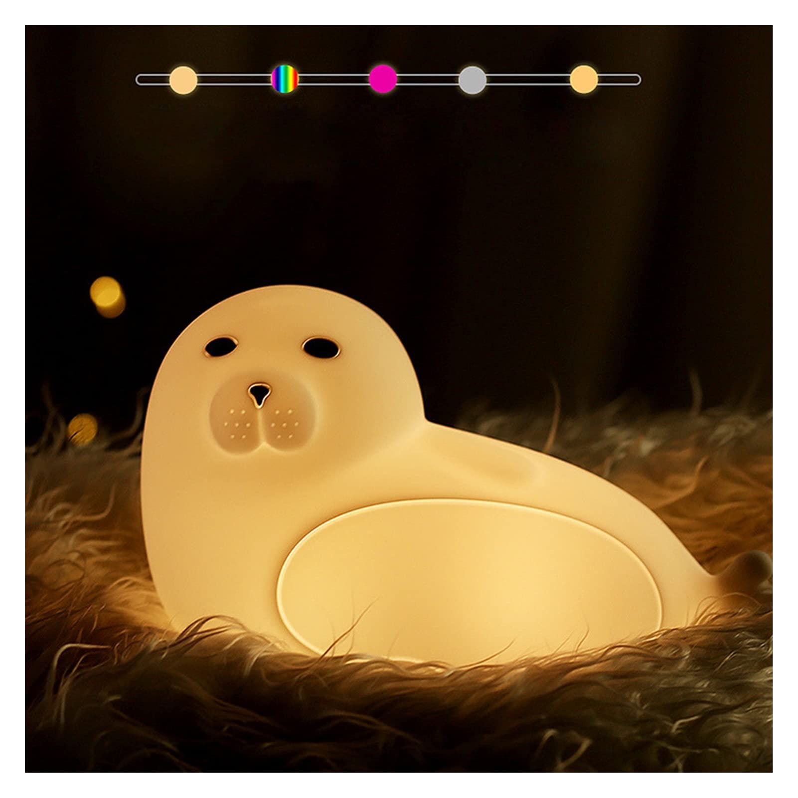 Demasiado Linda Noche Luz Lion Whale Conejo Cat Silicone Night Lights Touch Sensor Dormitorio Lámpara de Noche (Emitting Color : Whale 1)