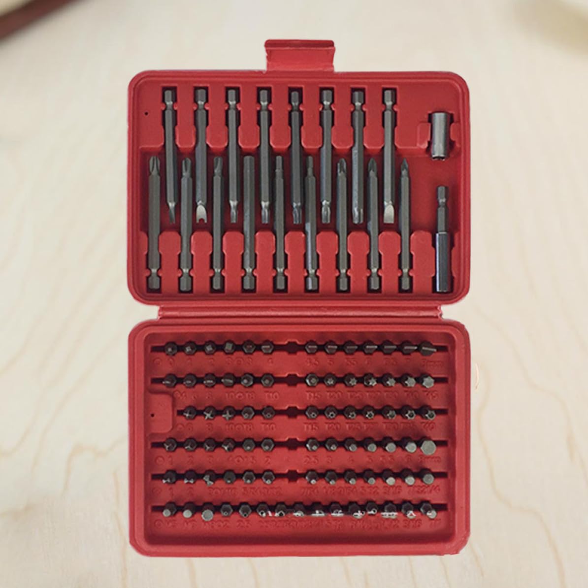 Ensemble D'embouts de Tournevis Boîte Moulée 98pcs Rouge en Métal Durabilité et Rangement Facile pour Outil de Réparation Multifonction