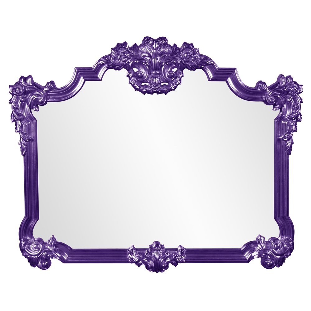 Howard Elliott Avondale Glossy Royal Purple Ornate Mirror, Beautiful Home Decoration Mirror, Ornate Frame Adorned with Decorative Flourishes, 48 x 39 Inch