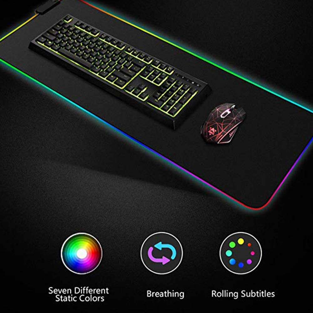 DHSBD Led Mouse Pad Lighting Gaming Mouse Pad Rgb Oversized Glowing Usb Led Extended Illuminated Keyboard Non-slip Blanket Mat Pc And Laptop 350x250x4mm