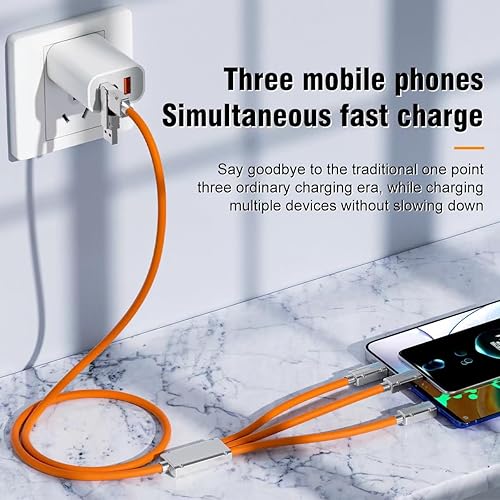 Miniatura 3 de SWLIFL Cable de carga USB AC 5 en 1 de 60 W, 4 pies, cubierta de silicona, cables de carga tipo C a C, cables de carga para múltiples dispositivos,