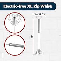 Vista 5 de Batidor de mano de acero inoxidable de 14 pulgadas, duradero y fácil de usar, batidor de mano giratorio para batir huevos, espumar leche, mezclar