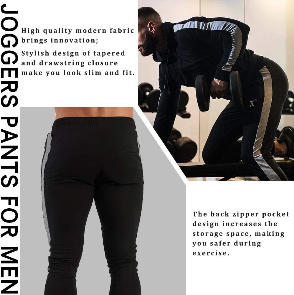 PIDOGYM Men's Track Pants,Slim Fit Athletic Sweatpants Joggers Trousers with Zipper Pockets - Image 6