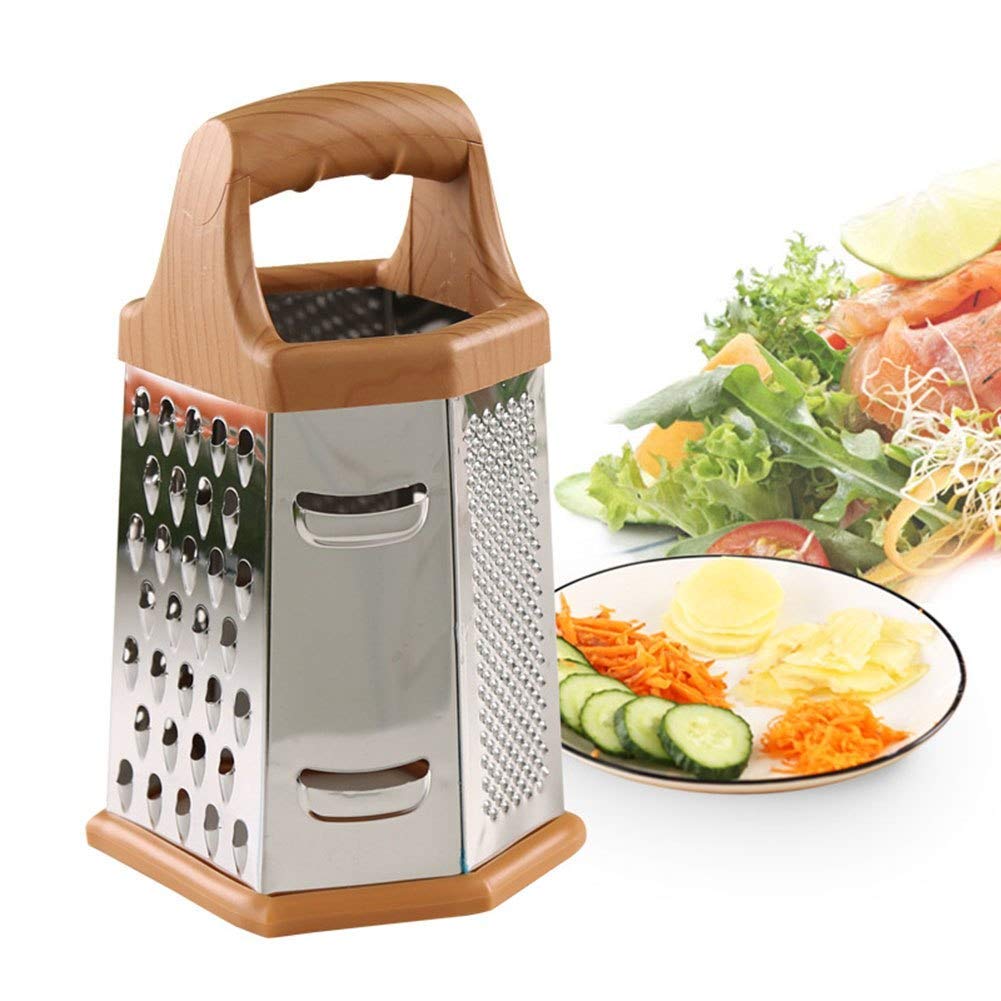 Stainless Steel Multi-Functional 6 Sided Ginger Cheese Cabbage Carrot Onion Potato Slicer Chopper Shredder Grater, Metallic