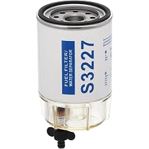 S3227 Spin-on Fuel Water Separator with Clear Bowl Compatible with Racor 320R-RAC-02 Mounting Base & Marine Engines, Replaces 18-7948, 9-37882, 490R-RAC-01, 18-7922