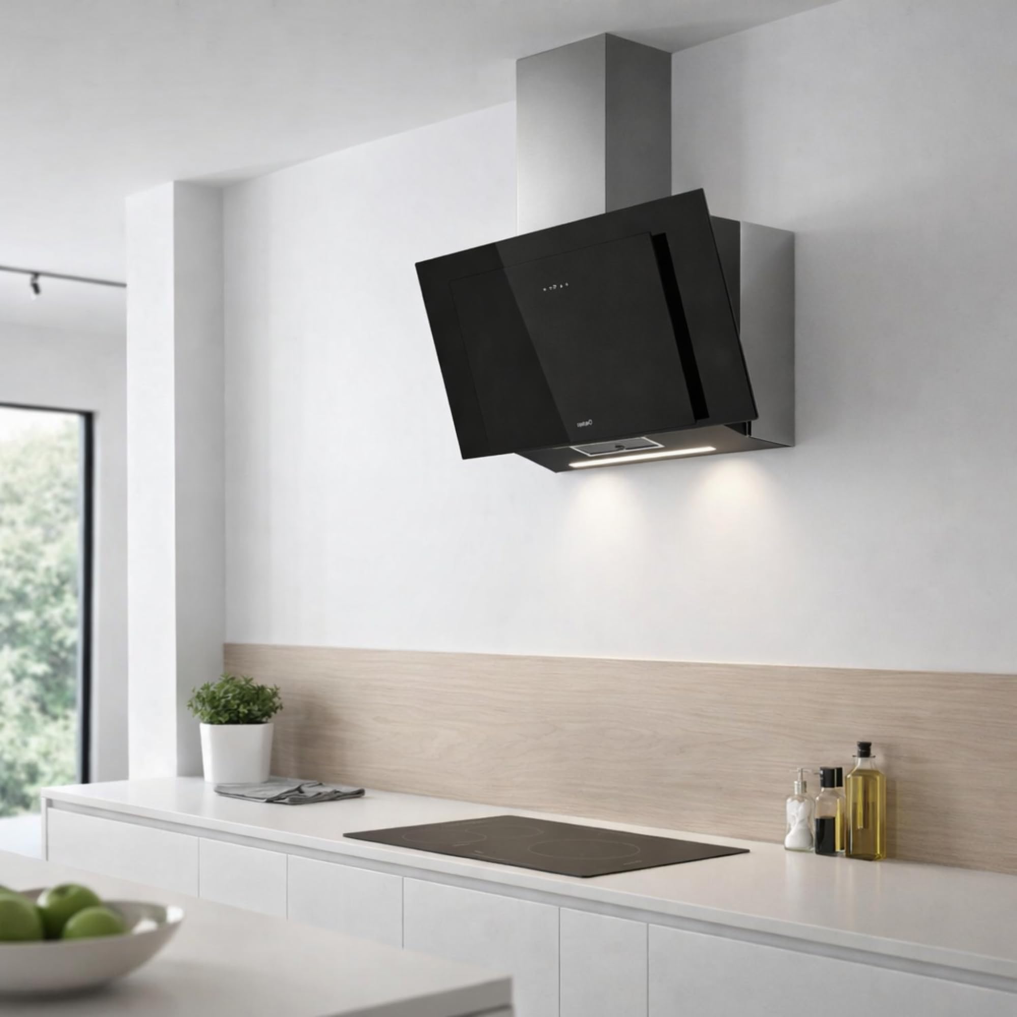 Cata Campana Extractora THALASSA PRO 900GBK/G Control Táctil Display Digital 6 Niveles Extracción Capacidad 842m3/h Motor Brushless Extra Silencioso LED Conectividad AUTO Fácil Instalación Color Negro