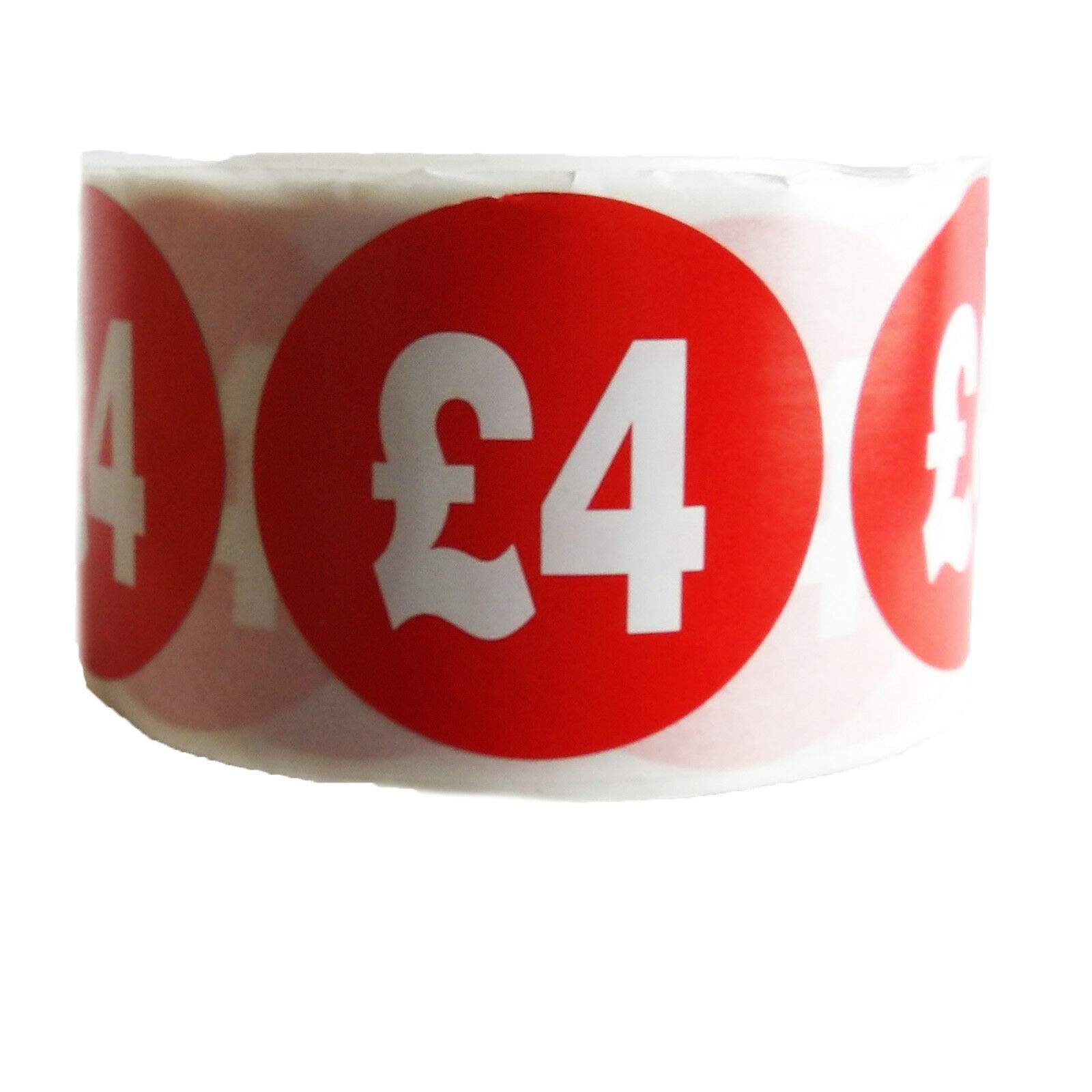 1000 x RED Sign SELF Adhesive Stickers Sticky Labels Swing Labels for Retail Price Display Price of RED Sticker (£4, 40mm OR 4cm)