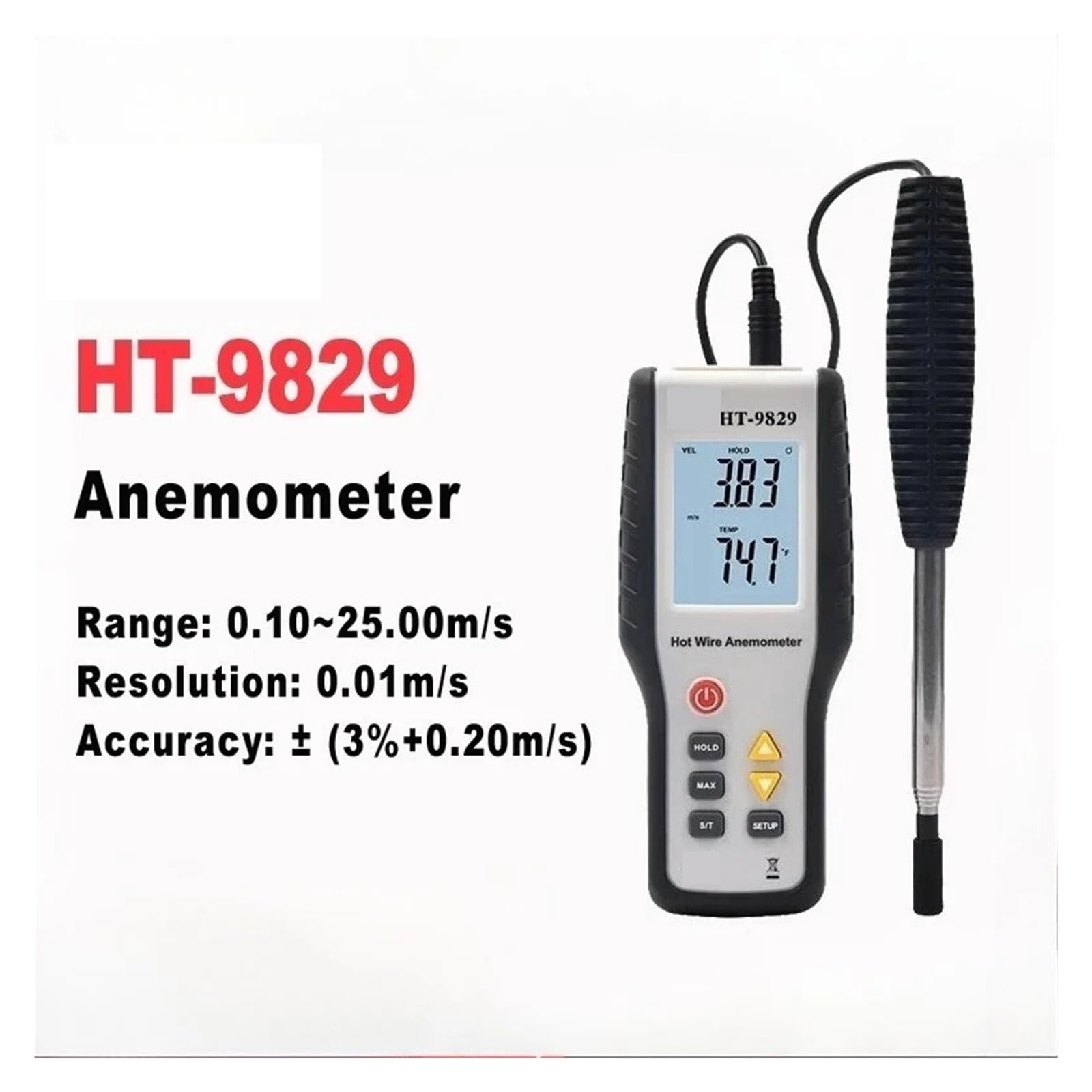Anemómetro, Anemómetro portátil digital de alta sensibilidad, anemómetro térmico de hilo caliente, anemómetro de medición