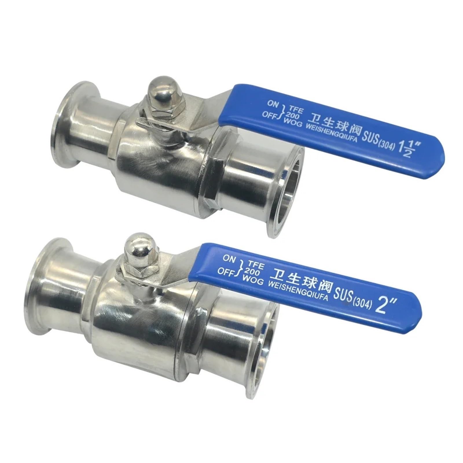 YAKUFAST 19mm 3/4" 1" 1-1/2" 2" 304 Stainless Steel Sanitary Ball Valve Tri Clamp 50.5mm/64mm Ferrule Type(57mm x Ferrule 77.5)