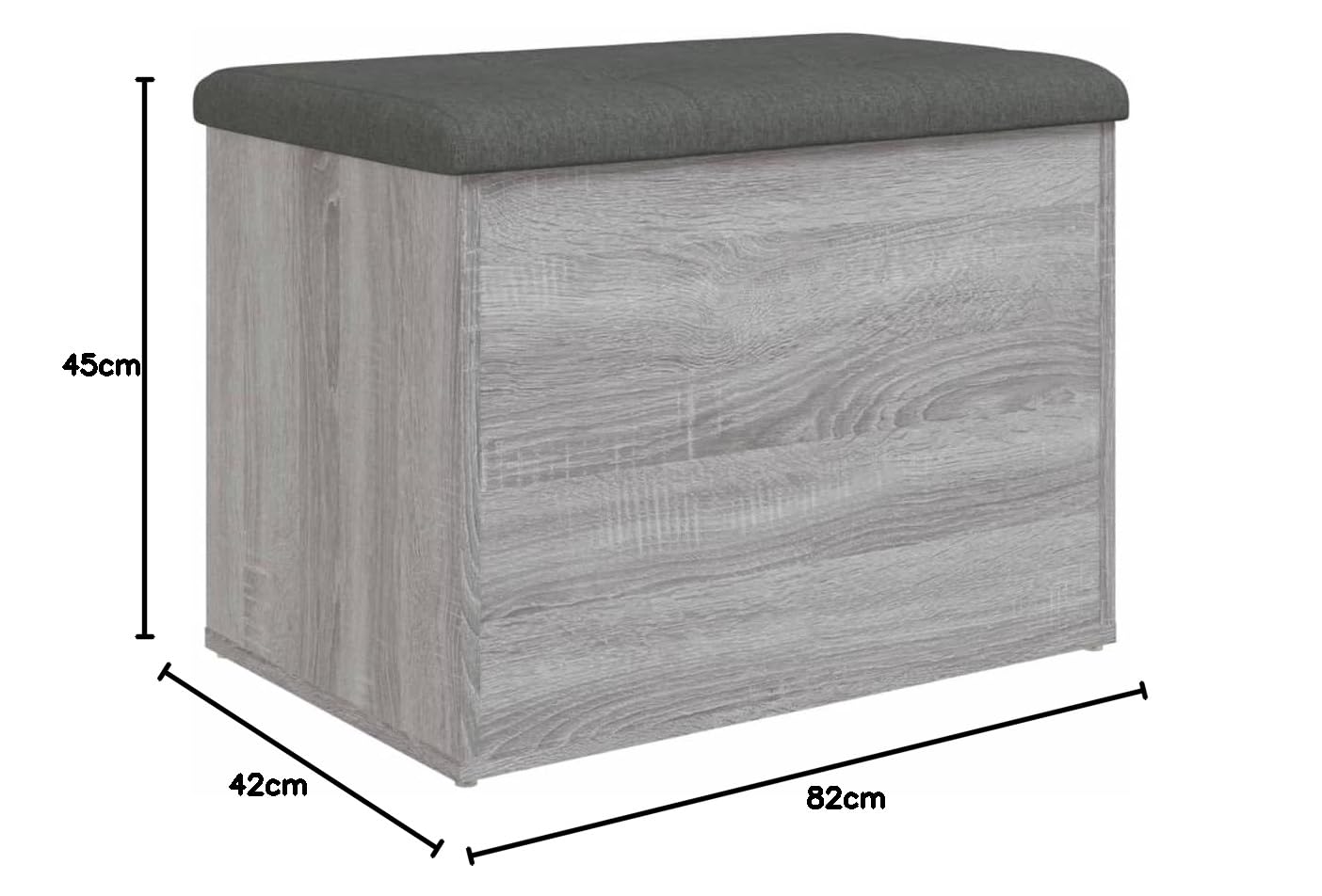 Banco para maletero de almacenamiento interior (banco con almacenamiento para dormitorio, entrada | Baúl y puf de almacenamiento multifuncional (Sonoma gris, 62 x 42 x 45 cm)