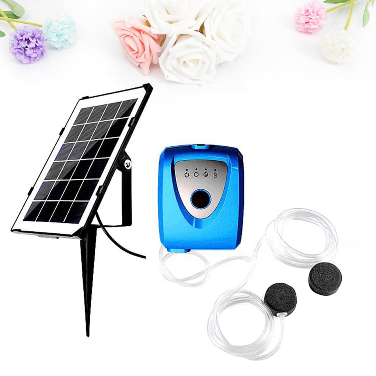 Bomba de Aire para Acuario Solar Doble Orificio y USB Recargable