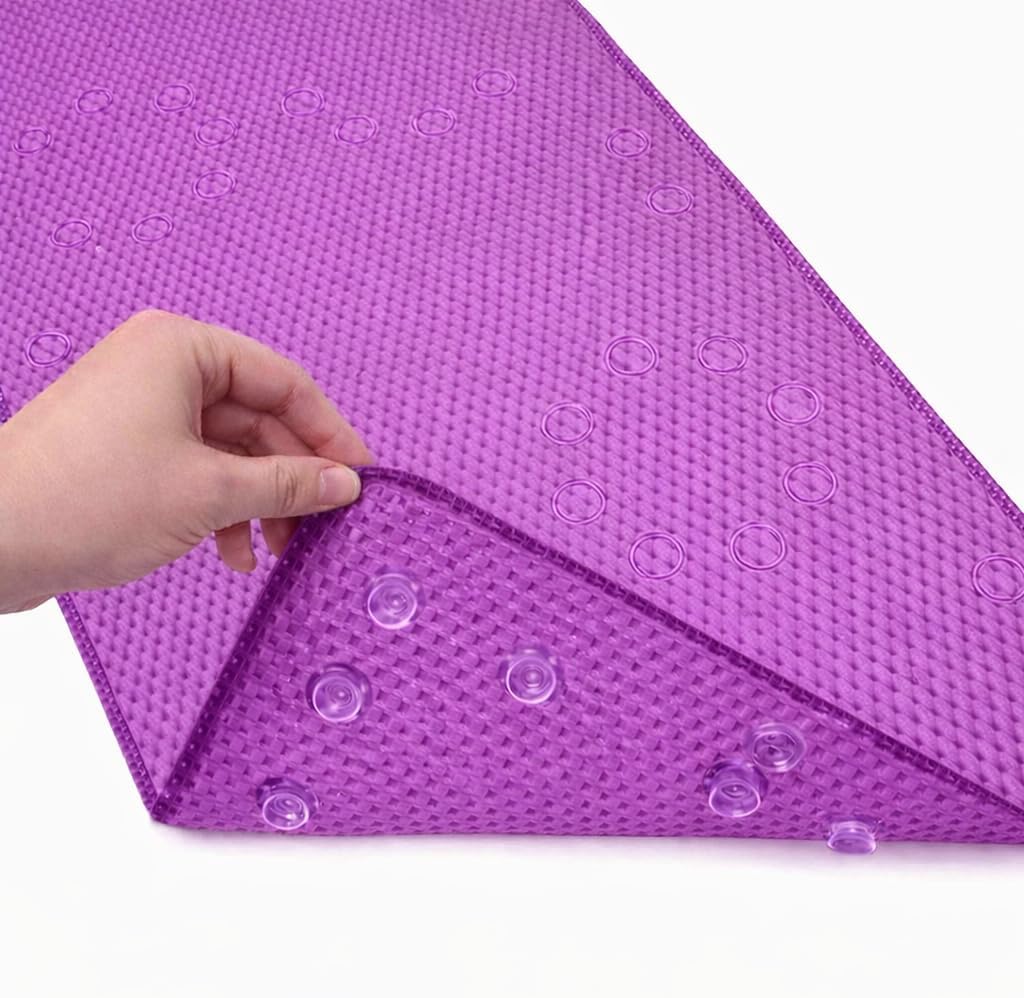 Bathtub Mat Non Slip, Bath Mat for Tub Non Slip, Tub Mat Extra Large 36 x 17 in, Bathtub Mat with Suction Cups & Drain Holes, Soft Foam, Machine Washable, Purple