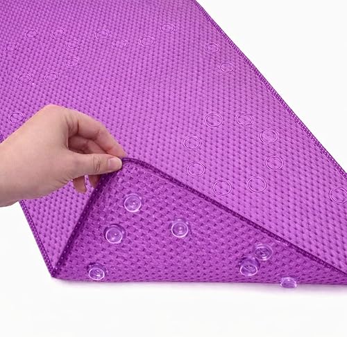 Miniatura 23 de Tapete de regadera antideslizante de lujo, resistente al moho, antibacteriano, BPA, látex, libre de ftalatos, tapete con agujeros de drenaje y Gris