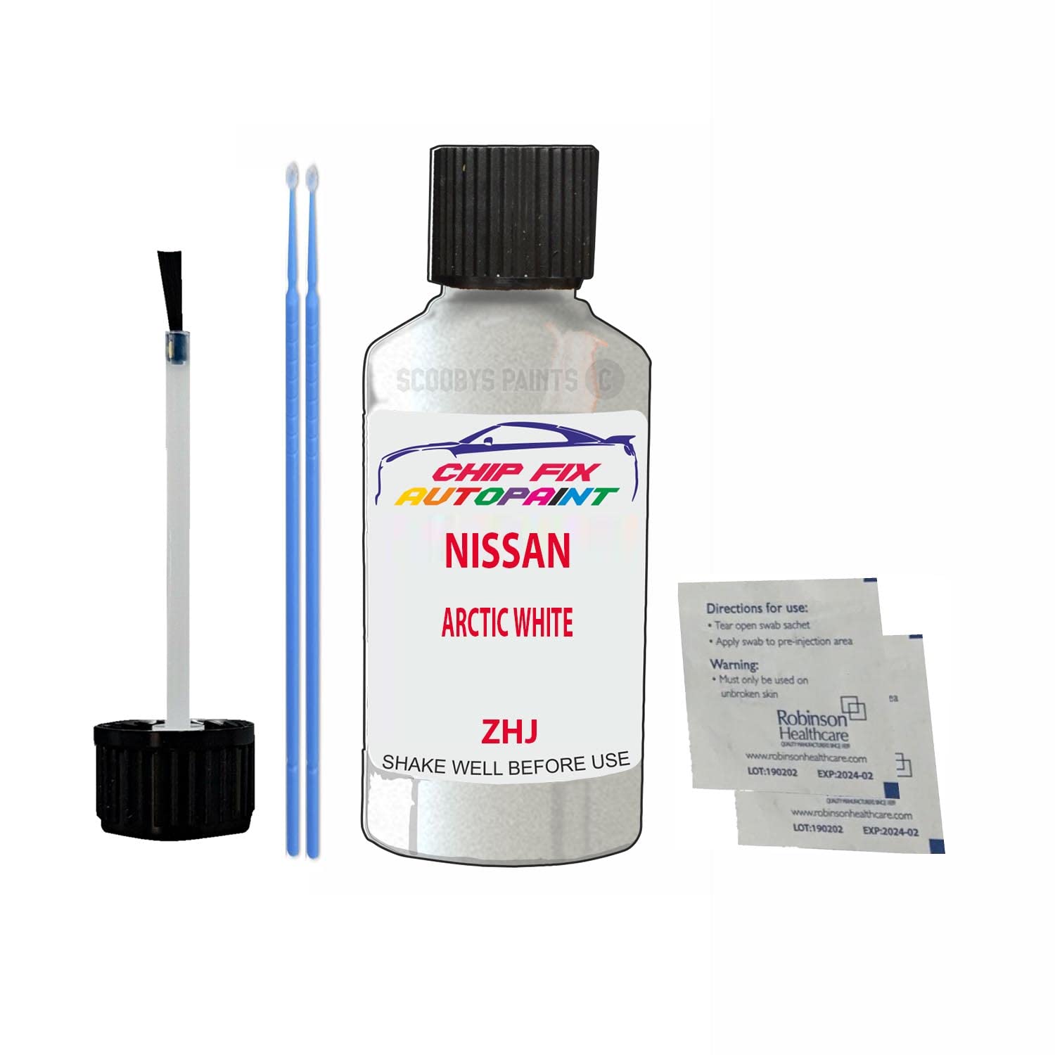 Scoobys Paints Back In The Mix Arctic White Touch Up Paint For Nissan Pixo Zhj 2009-2013 30Ml Bottle Brush Scratch Stone Chip Repair Pen