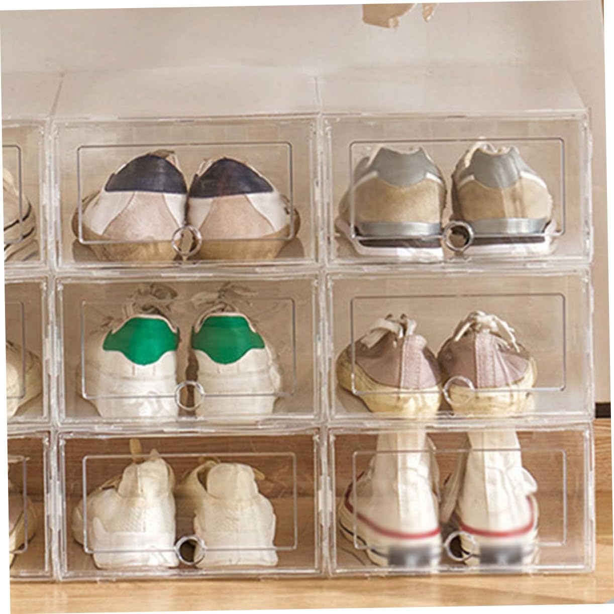 Caja Plegable para Zapatos Transparente Apilable 4 Piezas Pp | 33 X 24x14cm, para Hogar y Dormitorio, Organización de Calzado y Fácil Localización