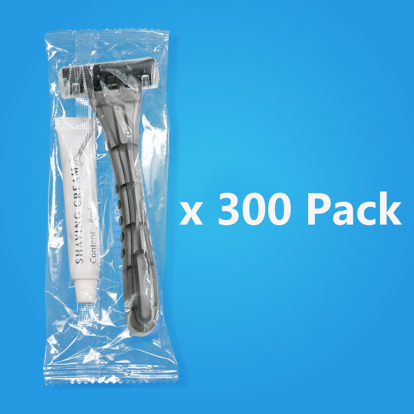 (300 Pcs) Kheoxusa 3 Blade Disposable Razor,Three Blade Disposable Razors,Triple Blade Disposable Razors,Disposable Razors Individually Wrapped,Disposable Razors for Hotel, Airbnb,Homeless,Travel-Grey
