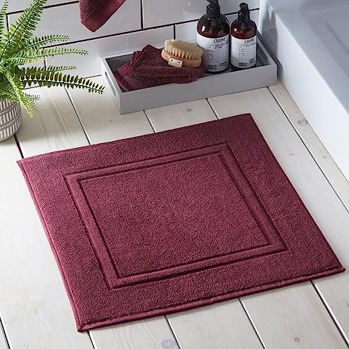 Drift Home - Claret Red Bath Mat (50 x 50cm) - Soft & Absorbent - 550GSM Premium Bathroom Mat - Sustainable Cotton (BCI) - Recycled Bottles - Machine Washable - Bath Rug
