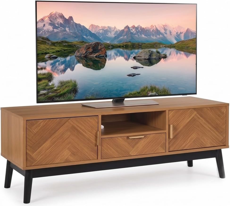 HOME DECO FACTORY, HD0300 Low TV Stand, Felix Collection Lounge Edition, Contemporary Furniture, Furniture, TV Stand, 110 x 48 x 40 cm, Brown Black
