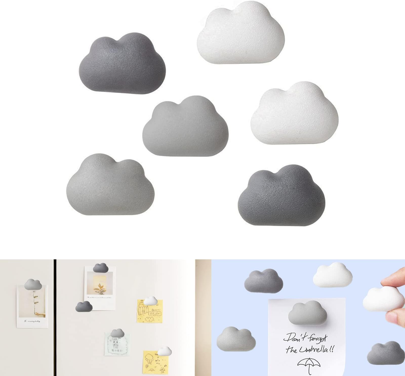6 Piece Cloud Refrigerator Magnet Set Refrigerator Decorative Magnets - Cute Locker Magnets, Creative Refrigerator Magnets for Refrigerators, Whiteboards, Maps and Other Magnetic Items
