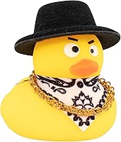 Vista 1 de wonuu Pato de goma para automóvil, decoración de pato amarillo con sombrero de sol, collar, gafas de sol para decoración de tablero de automóvil